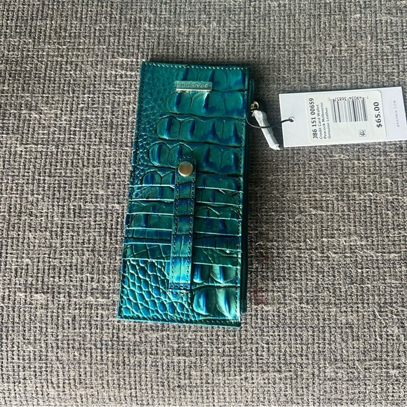 Brahmin Peacock Melbourne Crocodile-Embossed Tote with matching wallet - Picture 7 of 11